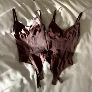 NWOT Set of 2 Chocolate Brown Sculpting Tank top Bodysuit Women's M